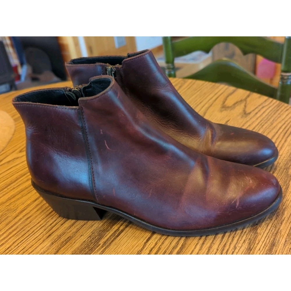Thursday Boot Co. Everyday Boots Ankle Zip Up Dark Cherry Color Leather 8.5